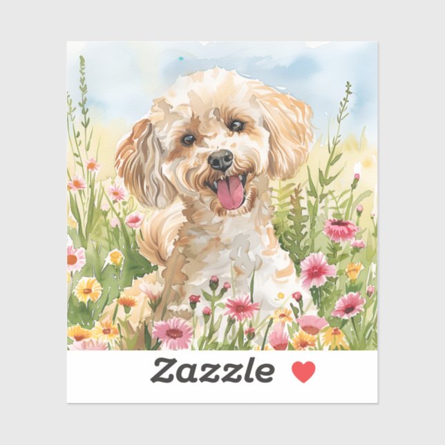 Pegatina de Caniche – Diseño de Acuarela (Hoja)