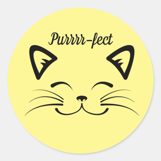 Pegatina de cara de gato Purrr-fect (Anverso)