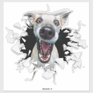 Pegatina de cara de perro gracioso
