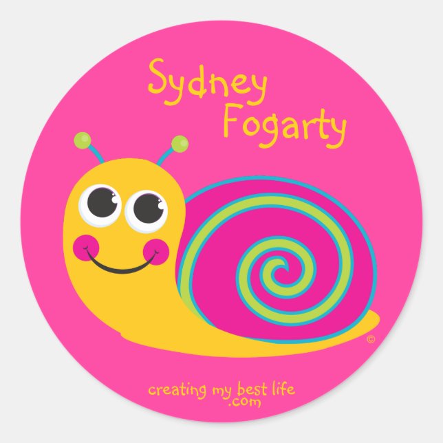 Pegatina de caracoles personalizados para Chicas (Anverso)