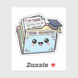 Pegatina de carpeta de tesis de graduación Kawaii