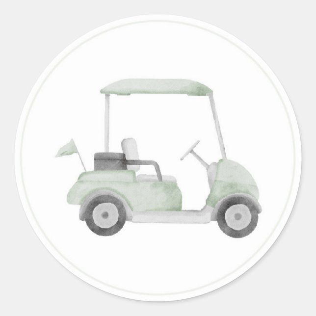 Pegatina de carrito de golf verde sabio (Anverso)