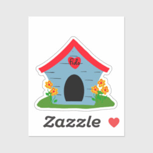 Pegatina de caseta para perros azul roja