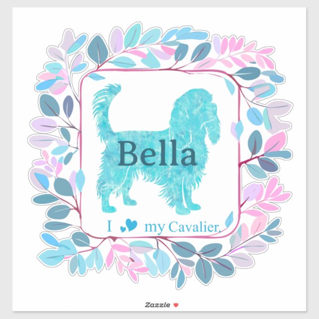 Pegatina de Cavalier – Regalo personalizado pastel (Hoja)