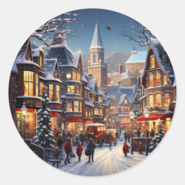 Pegatina de celebración de Navidades de la ciudad 