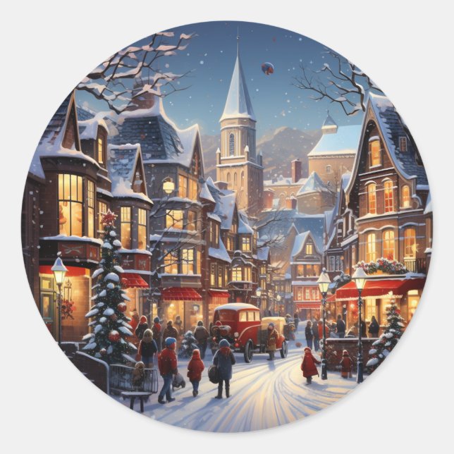 Pegatina de celebración de Navidades de la ciudad  (Anverso)