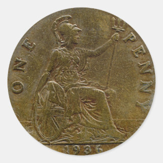 pegatina de céntimos británico de 1936