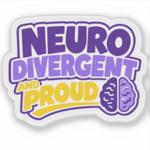 Pegatina de cerebro neurodivergente y orgulloso