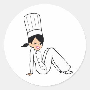 Pegatina de Chef Winking Women con Bonito Ilustrac