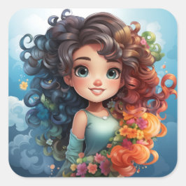 Pegatina de chica Cute