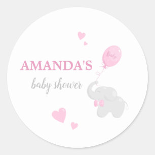 Pegatina de Chica de Baby Shower para elefantes ro