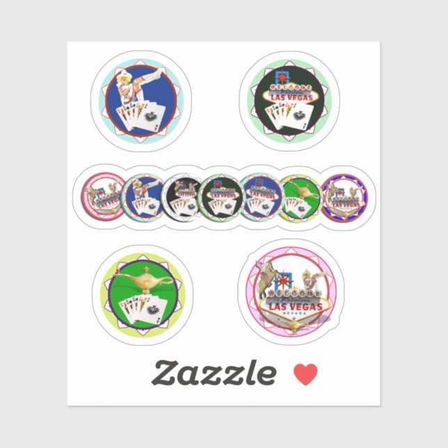 Pegatina de Chips de Las Vegas Poker (Hoja)