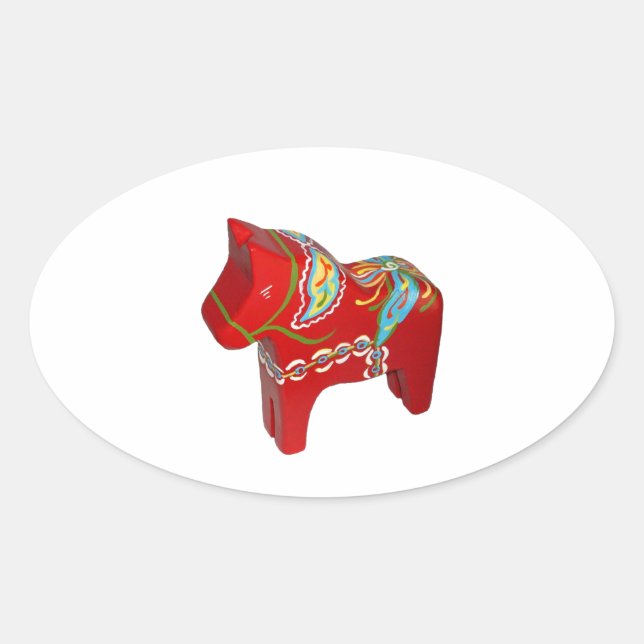 Pegatina de Chunky Dala Horse Oval (Anverso)