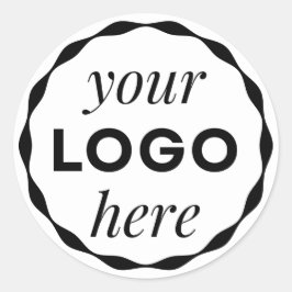 Pegatina de círculo con borde escalonado y logotip