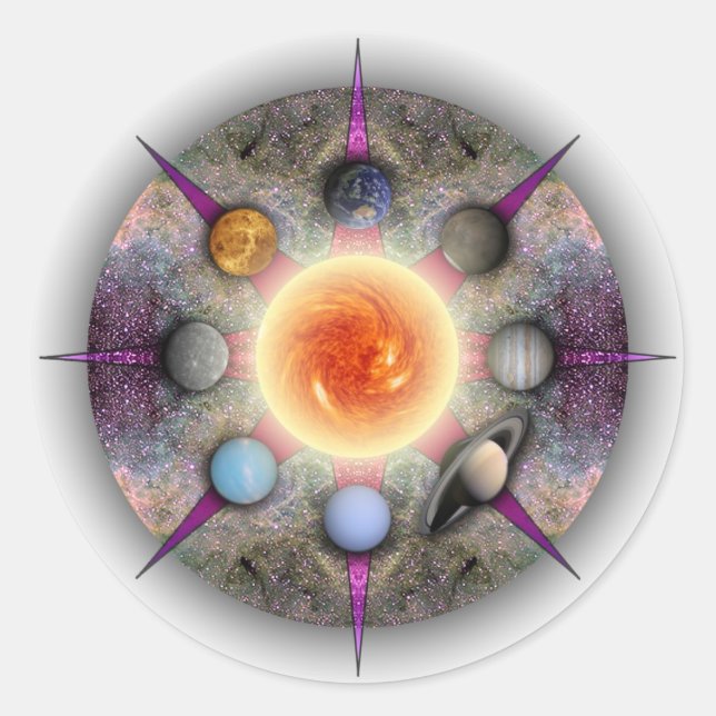 Pegatina de Círculo de Mandala Planetaria (Anverso)