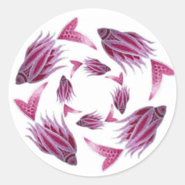 Pegatina de círculo de peces rosados