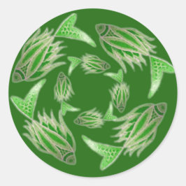 Pegatina de círculo de peces verdes