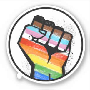 Pegatina de círculo del puño del orgullo progresis
