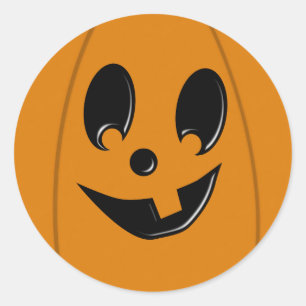 Pegatina de círculo redondo Jack-O-Lantern Silly F