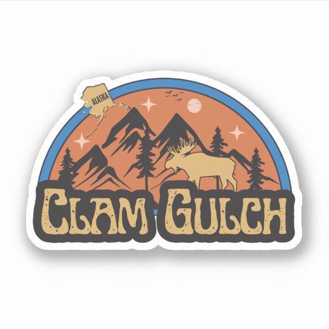 Pegatina de Clam Gulch, Alaska (Anverso)