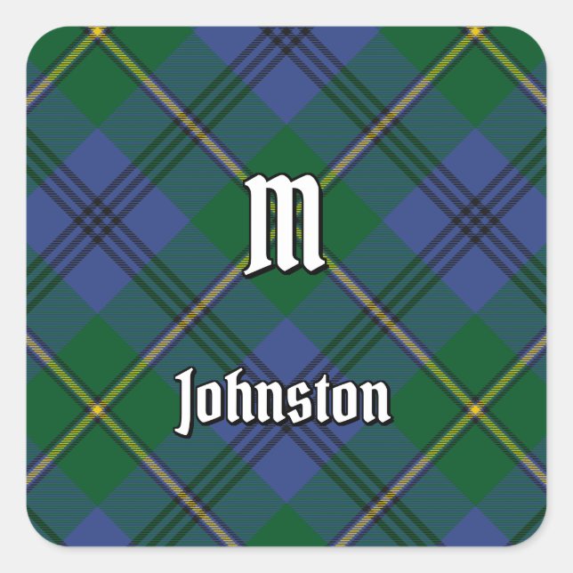 Pegatina de Clan Johnston Tartan Square (Anverso)