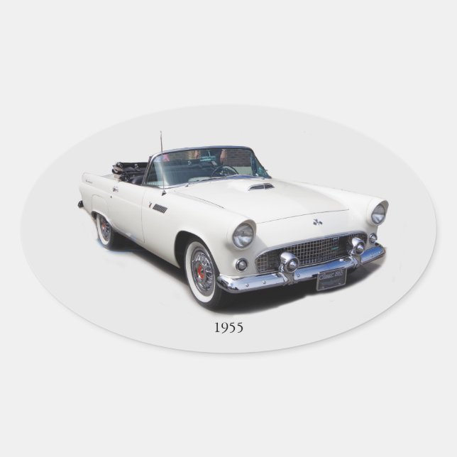 pegatina de coche clásico blanco de 1955 (Anverso)