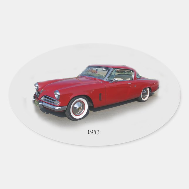 pegatina de coches rojo clásico de 1953 (Anverso)
