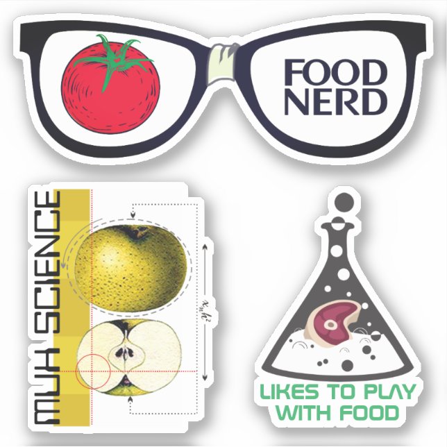 Pegatina de cocina culinaria con nerd alimentario (Anverso)