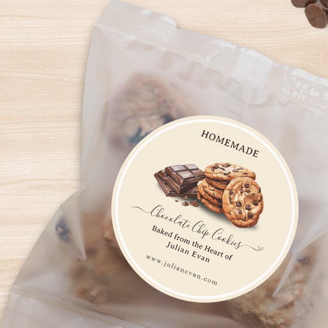 Pegatina de cocina de chocolate casero acuarela (Watercolor Homemade Chocolate Chip Cookies Sticker)