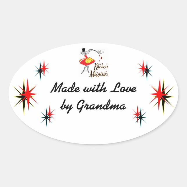 Pegatina de cocina retro de Personalizado mago de  (Anverso)