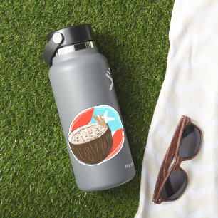 Pegatina de coco de Puerto Rico dibujada a mano en