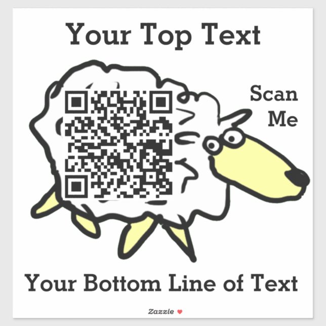 Pegatina de código QR de ovejas divertidas (Hoja)