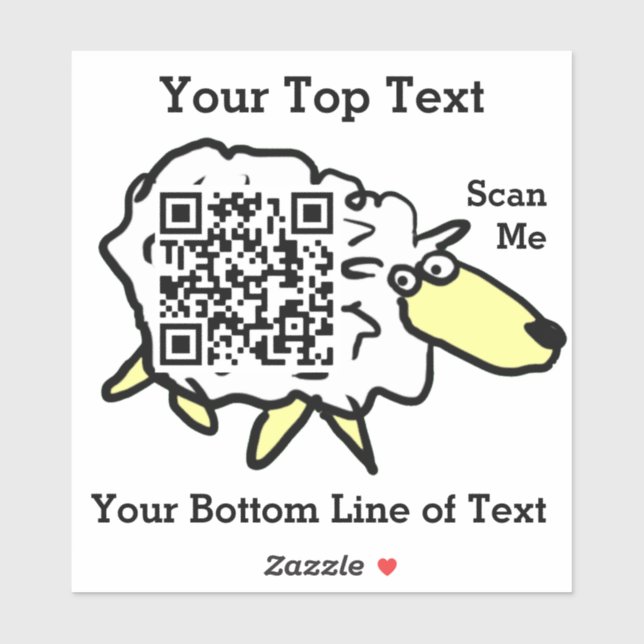 Pegatina de código QR de ovejas divertidas (Hoja)