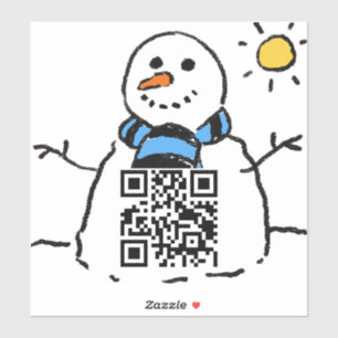 Pegatina de código QR de Snowman