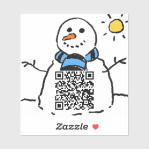 Pegatina de código QR de Snowman