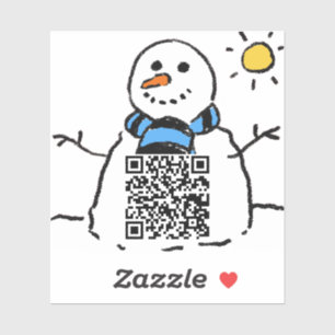 Pegatina de código QR de Snowman