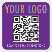 Pegatina de código QR morado Personalizado logotip