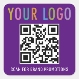 Pegatina de código QR morado Personalizado logotip