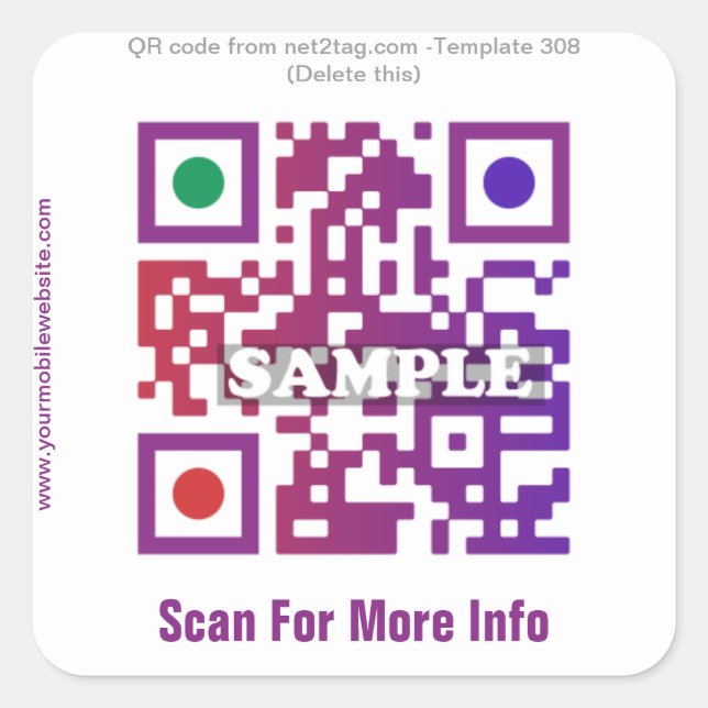 pegatina de código QR personalizado (plantilla de  (Anverso)