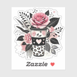 Pegatina de Coffee Lover, Pegatina Floral