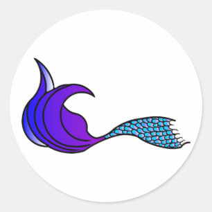 Pegatina de cola de sirena morada y azul