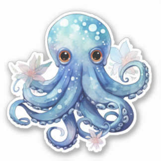 Pegatina de color azul Octopus