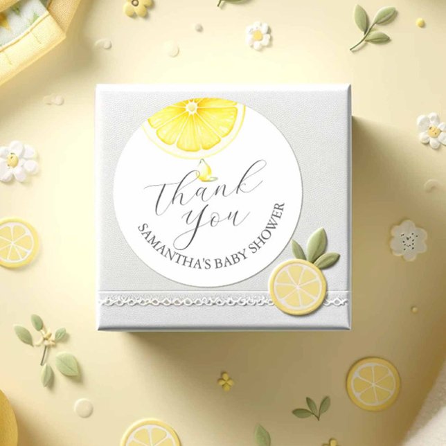 Pegatina de color de agua de Baby Shower Lemons (lemon baby shower theme stickers watercolor citrus art do tell a belle.)