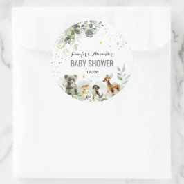 Pegatina de color de agua de Woodland Baby Shower
