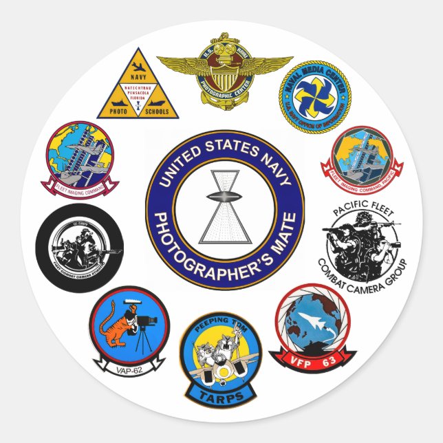 Pegatina de comandos de fotógrafo de marina (Anverso)