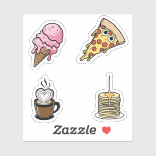 Pegatina De Comida, Pizza, Helado, Café