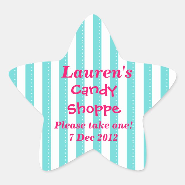 pegatina de compras de candy azul y rosa caliente (Anverso)