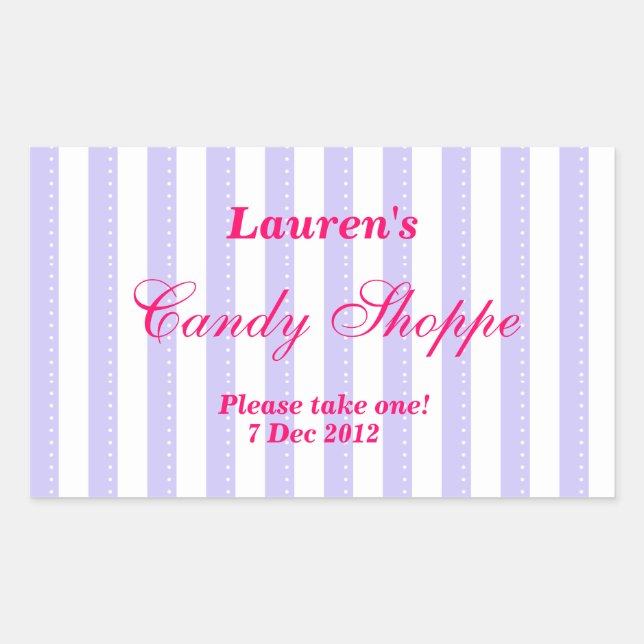 Pegatina de compras de dulces morados y rosados (Anverso)