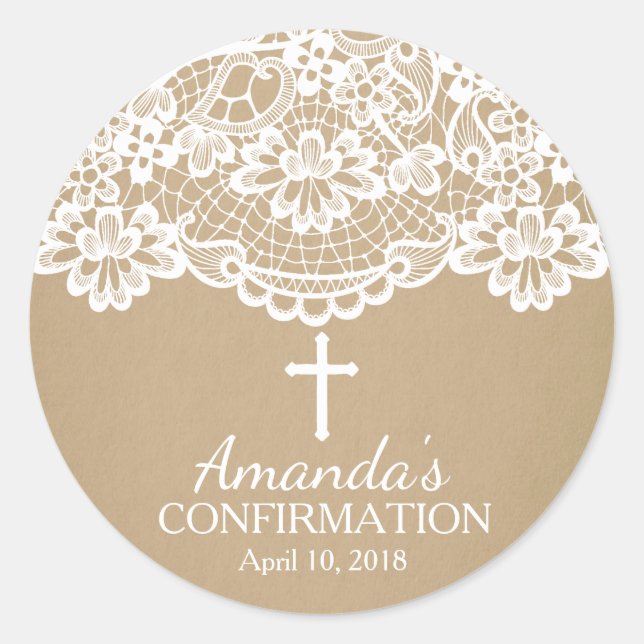 Pegatina de confirmación de encaje moderno Kraft V (Anverso)