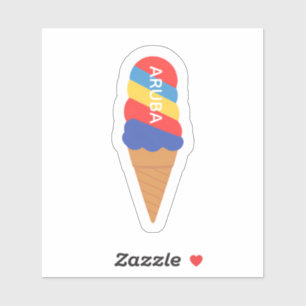 Pegatina de cono de helado arcoíris aruba